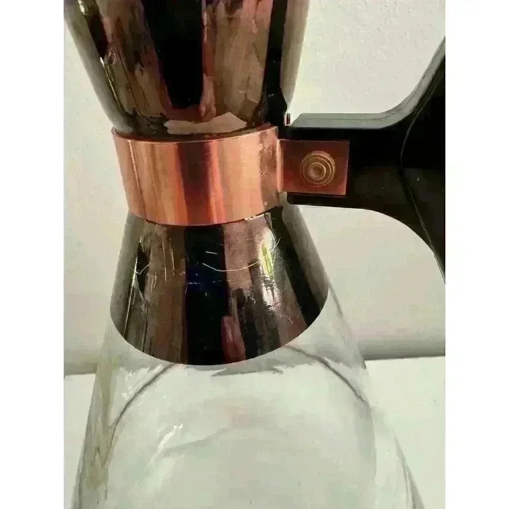 Mid Century Modern Coffee Carafe Vintage MCM Atomic Copper & Glass 10"H No Lid - Picture 4 of 9